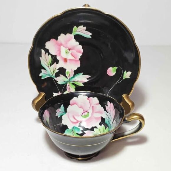 Pink Flowers Teacup and Saucer Vintage Japan - Picture 1 of 9